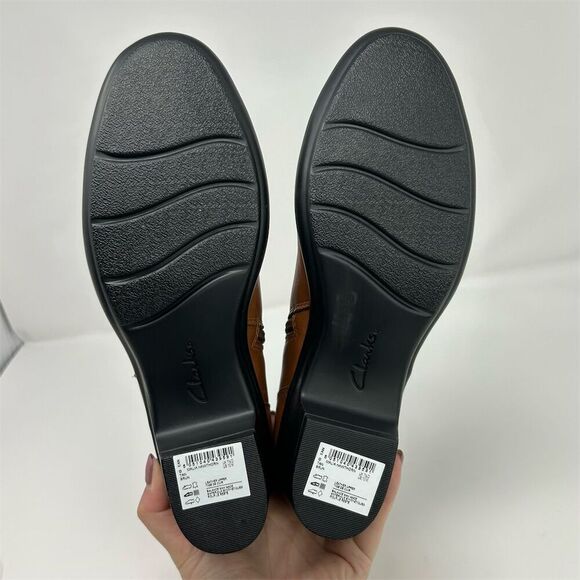 Clarks Women's Malia Hawthorn Brown Leather Ankle Booties Size 10 - Picture 9 of 13